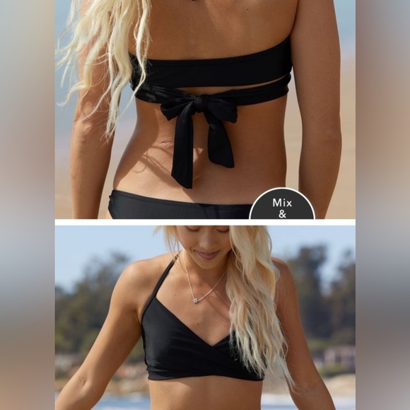 Aerie Wrap Halter Bikini Top Black - Picture 1 of 5